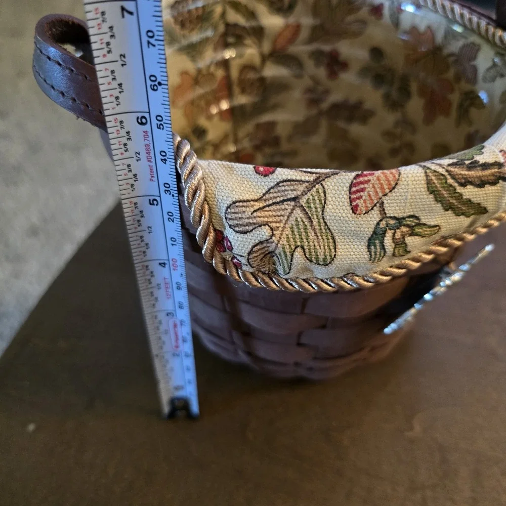 Longaberger‎ Sm Fruit Basket Set  Merlot Autumn Path Pewter Autumn Leaves Tie-On